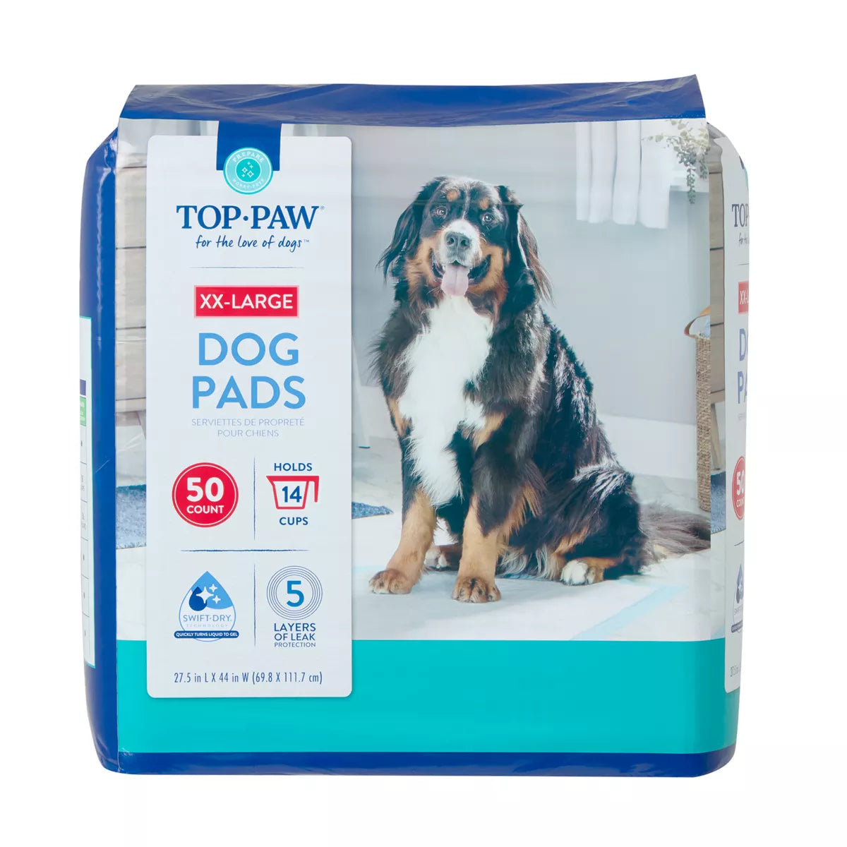 Top Paw XXL Premium Dog and Puppy Pee Pads, Potty Training, 27.5 x 44, Unscented, 50 Count