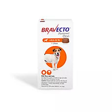 Bravecto Chews 9.9-22 lbs Orange, 250 mg 1 chewable, 12 weeks acting