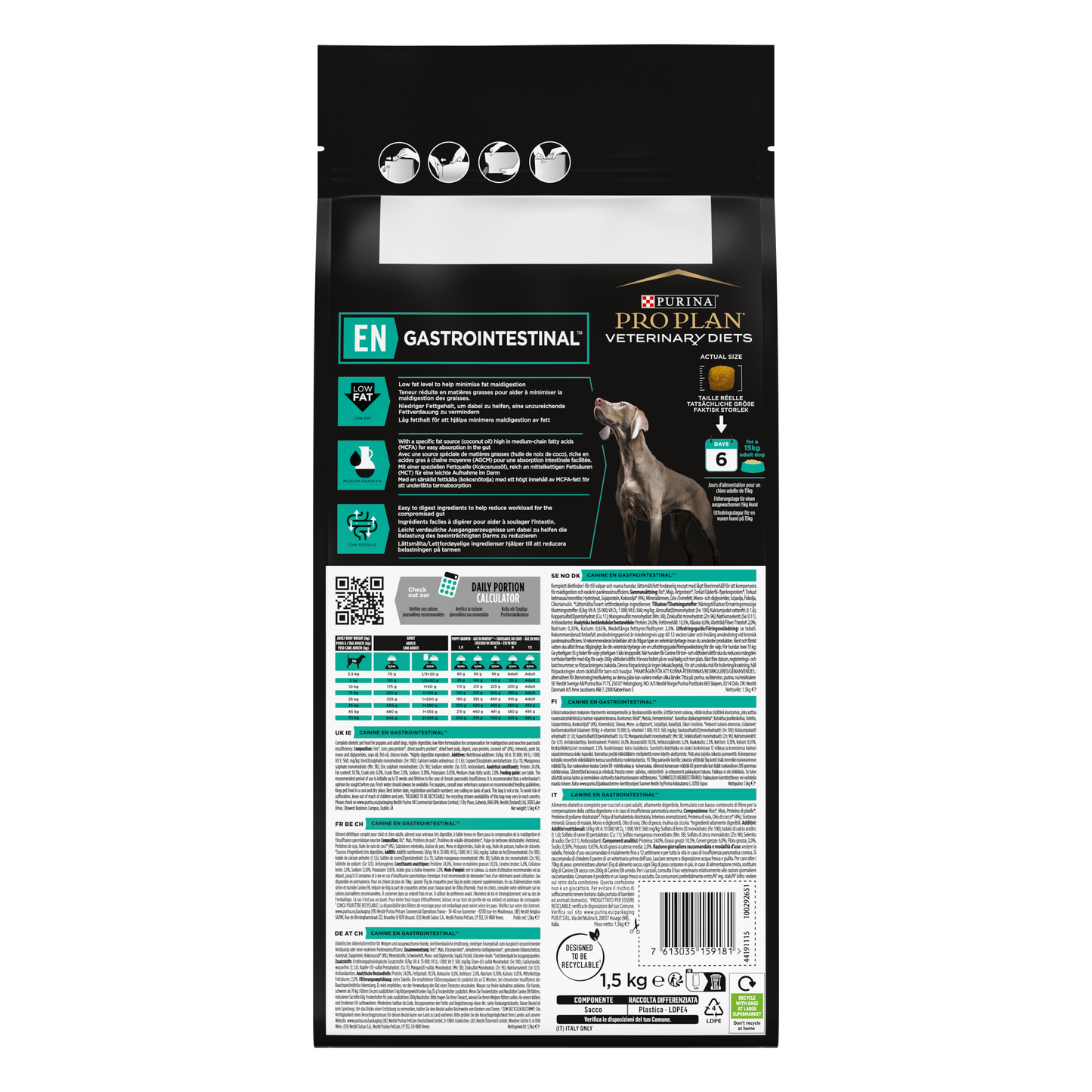 PURINA® PRO PLAN® VETERINARY DIETS EN Gastrointentinal Dry Dog food 1.5kg