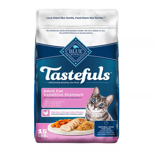 Blue Buffalo Tastefuls Adult Cat Sensitive Stomach Dry Food - Natural, Chicken & Brown Rice