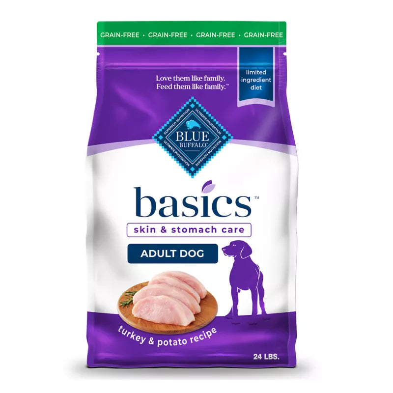 Blue Buffalo Basics Skin & Stomach Care Adult Dog Dry Food - Grain Free, Turkey & Potato