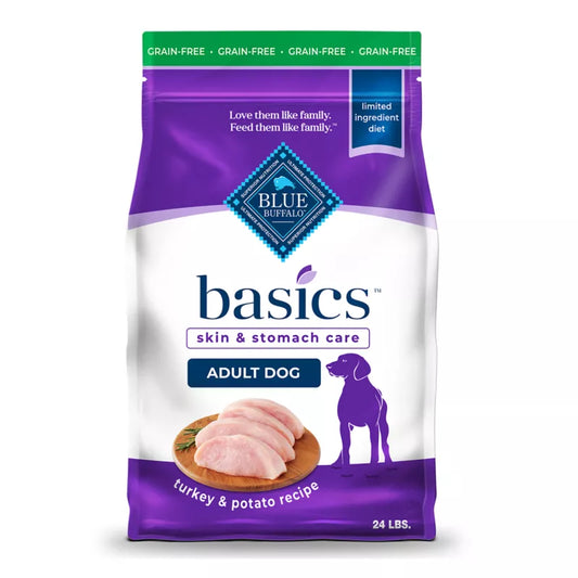Blue Buffalo Basics Skin & Stomach Care Adult Dog Dry Food - Grain Free, Turkey & Potato