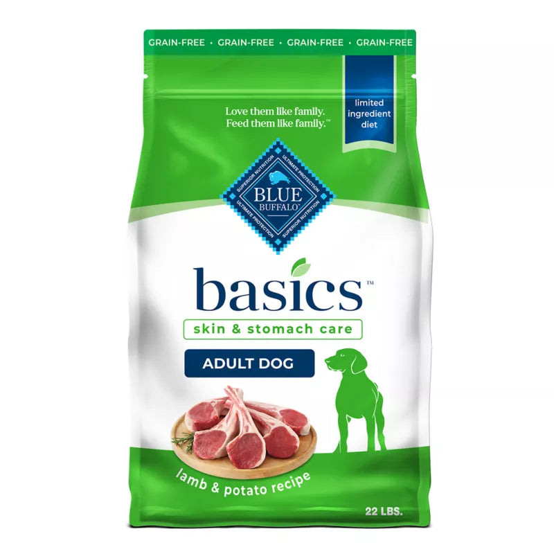 Blue Buffalo Basics Skin & Stomach Care Adult Dog Dry Food - Grain Free, Lamb & Potato