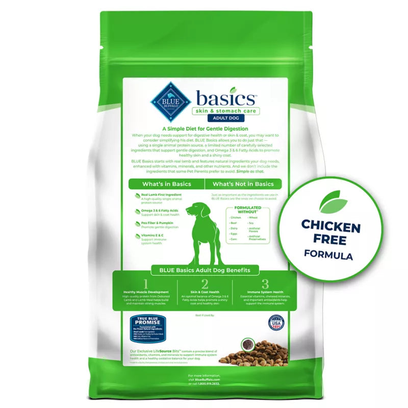 Blue Buffalo Basics Skin & Stomach Care Adult Dog Dry Food - Grain Free, Lamb & Potato - Image 2