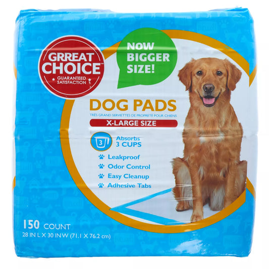 Great Choice X-Large Dog and Puppy Pee Pads, 28 x 30, 150 Count