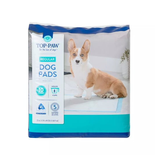 Top Paw Regular Premium Dog and Puppy Pee Pads, Potty Training, 23 x 24, Unscented, 10 Count