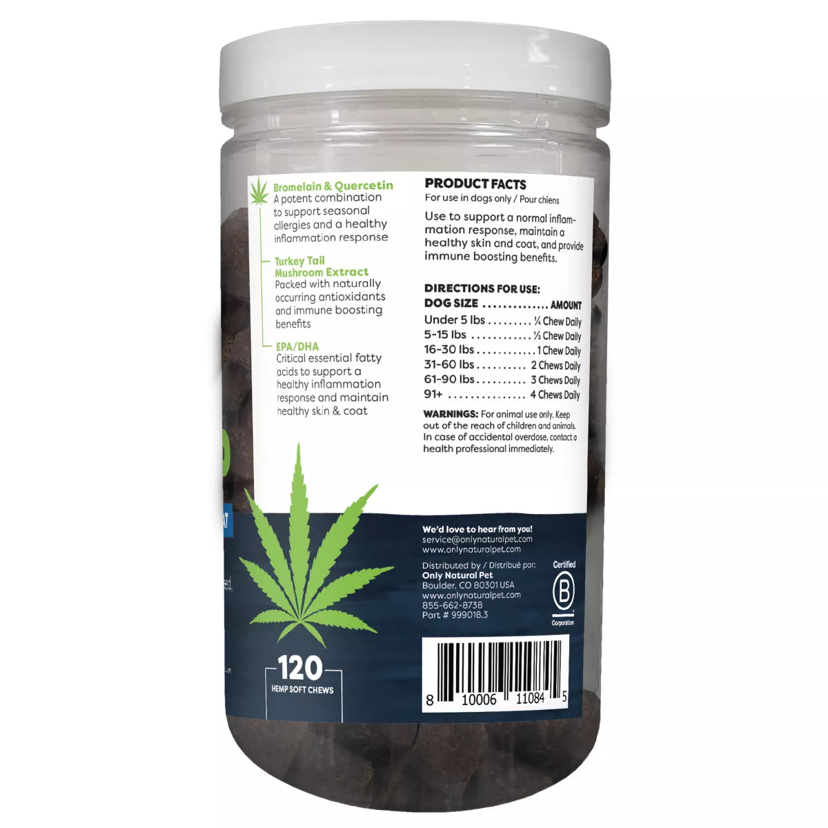 Only Natural Pet® Hemp Allergy, Skin & Coat Soft Dog Chews