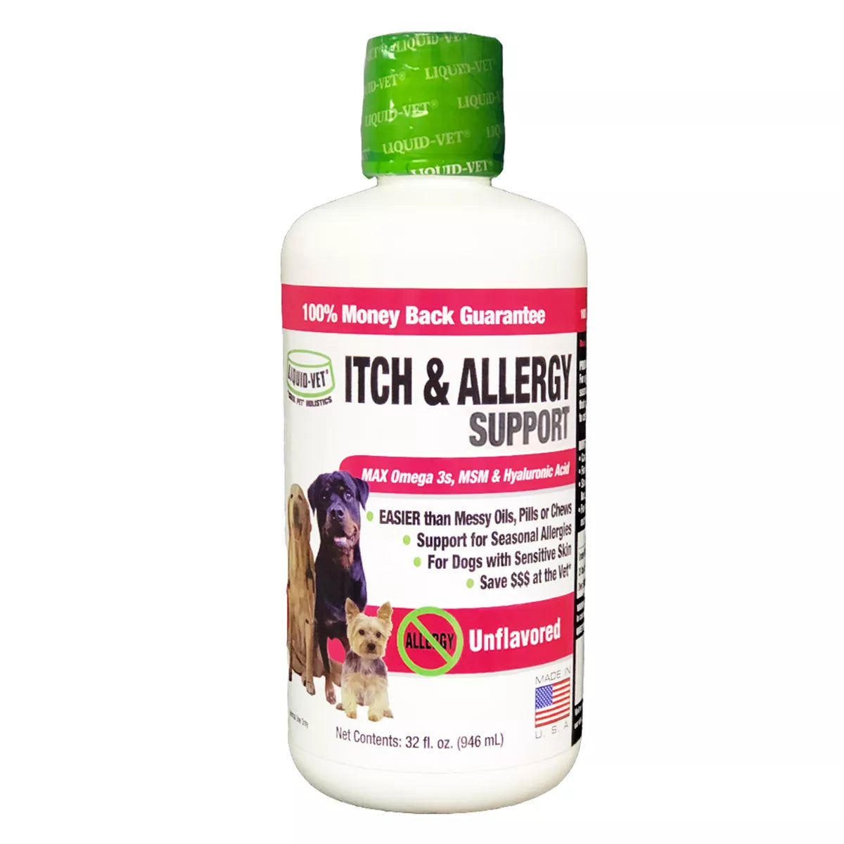 Liquid-Vet Dog K9 Itch & Allergy Support, Tasty & Easy to Use, Multiple Flavors, 8 oz, 32 oz