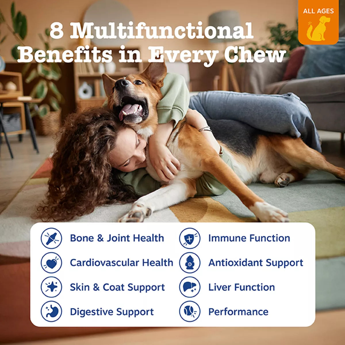 Zesty Paws 8-in-1 Multivitamin Supplement for Dogs - Chicken Flavored Soft Chews
