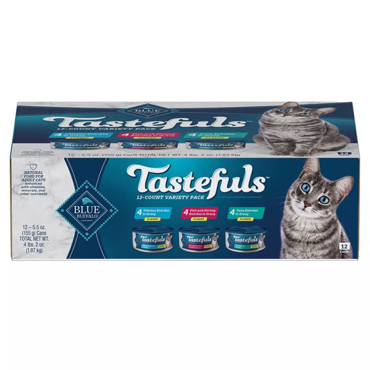 Blue Buffalo Tastefuls Wet Flaked Cat Food Variety Pack - 5.5oz, 12 ct