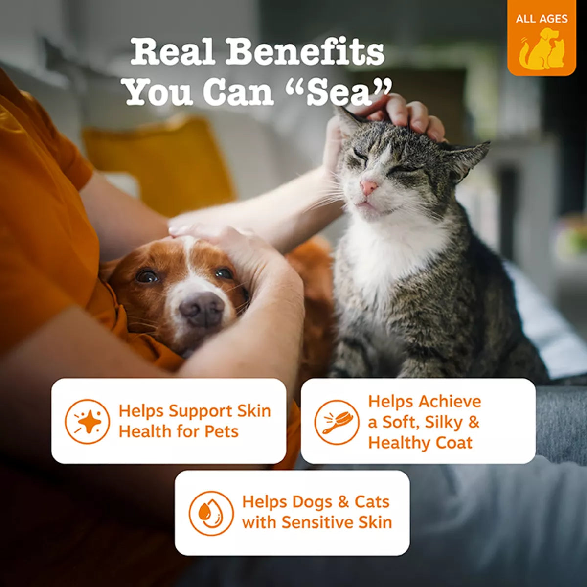 Zesty Paws Dog & Cat Wild Alaskan Omega-3 - Skin & Coat Support with Pollock & Salmon Oil, 8-32 oz