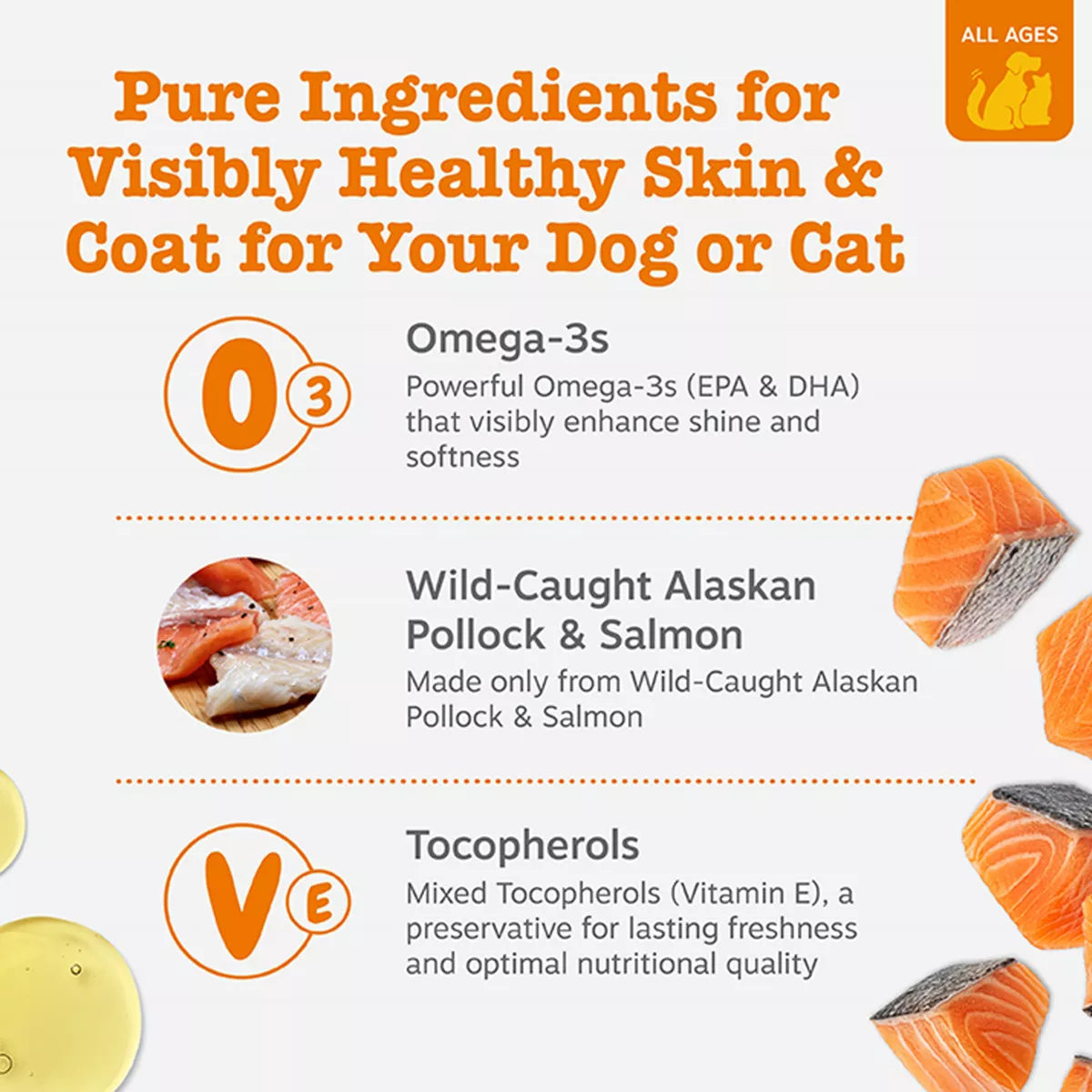 Zesty Paws Dog & Cat Wild Alaskan Omega-3 - Skin & Coat Support with Pollock & Salmon Oil, 8-32 oz