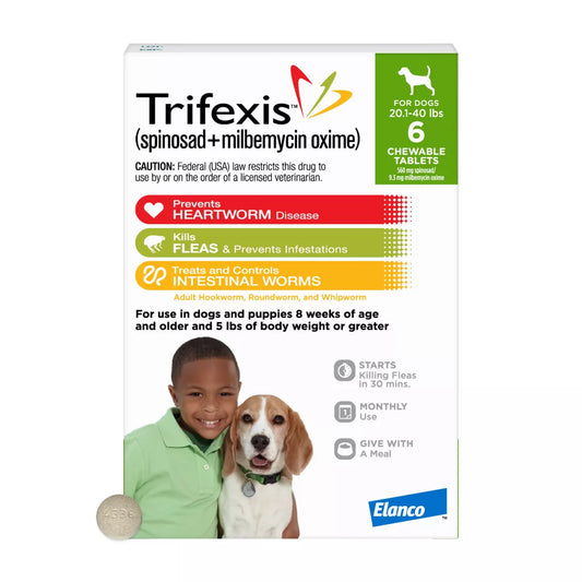 Trifexis Heartworm Prevention, Treats & Controls Flea Infestations + 4 Other Worms, Dogs 20.1-40 lbs
