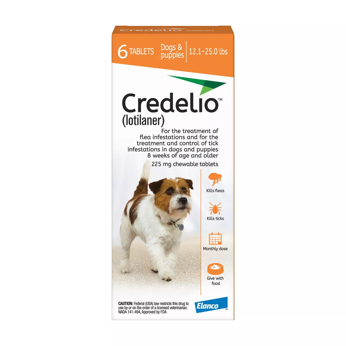 Credelio (lotilaner) Tick & Flea + Flea Infestation Protection Dogs 12.1-25.0 lbs - 1, 3, 6 CT