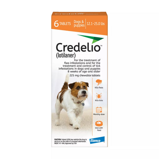 Credelio (lotilaner) Tick & Flea + Flea Infestation Protection Dogs 12.1-25.0 lbs - 1, 3, 6 CT