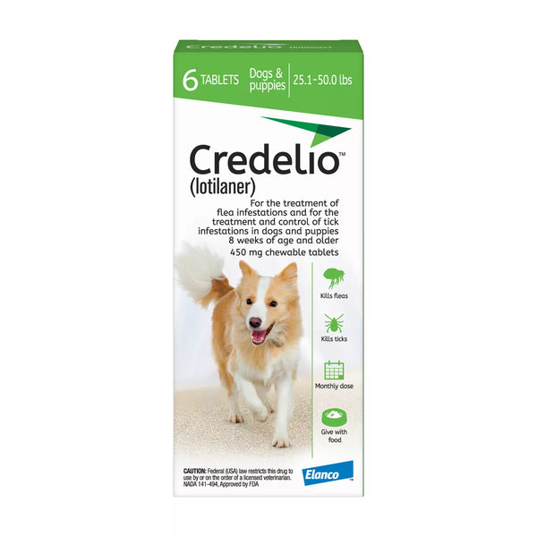 Credelio (lotilaner) Tick & Flea + Flea Infestation Protection Dogs 25.1-50.0 lbs - 1, 3, 6 CT