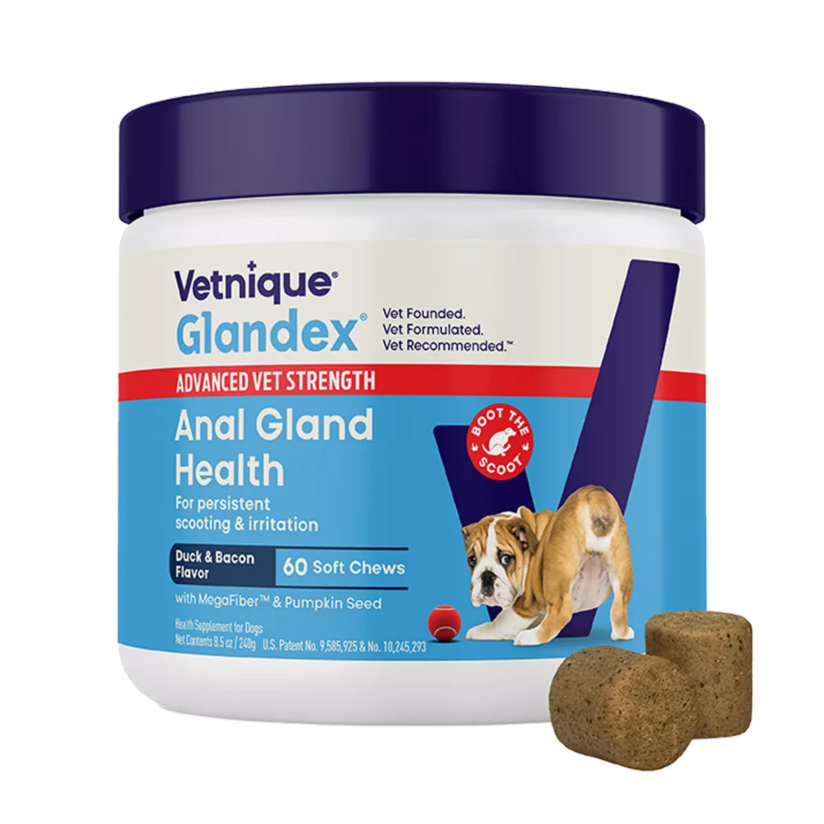 Vetnique Labs Glandex® Dog Advanved Vet Strength Anal Gland Soft Chew, Duck & Bacon Flavor, 60 Count