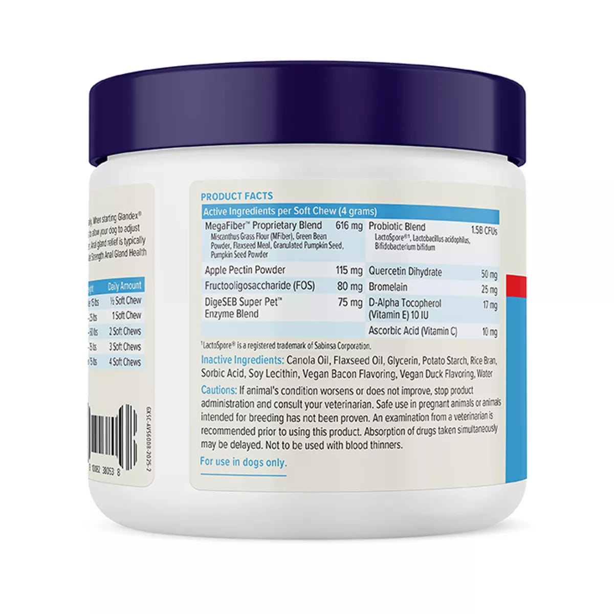 Vetnique Labs Glandex® Dog Advanved Vet Strength Anal Gland Soft Chew, Duck & Bacon Flavor, 60 Count
