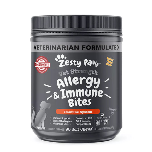 Zesty Paws Dog Vet Strength Allergy & Immune, Fish Oil & Immune Blend, Smoked Cheese Flavor, 90ct