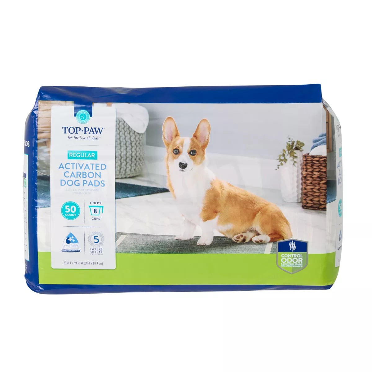 Top Paw Regular Premium Charcoal Carbon Dog and Puppy Pee Pads, 22 x 23, Unscented, 50 Count
