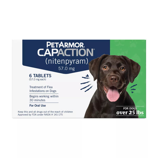 PetArmor CapAction Fast-Acting Oral Flea Treatment for Dogs over 25 lbs, 6 doses