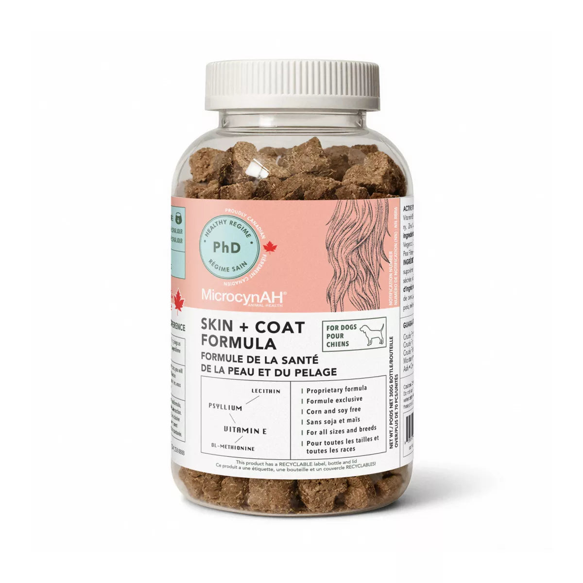 MicrocynAH PhD Daily Regime Skin and Coat Formula for Dogs, 300G