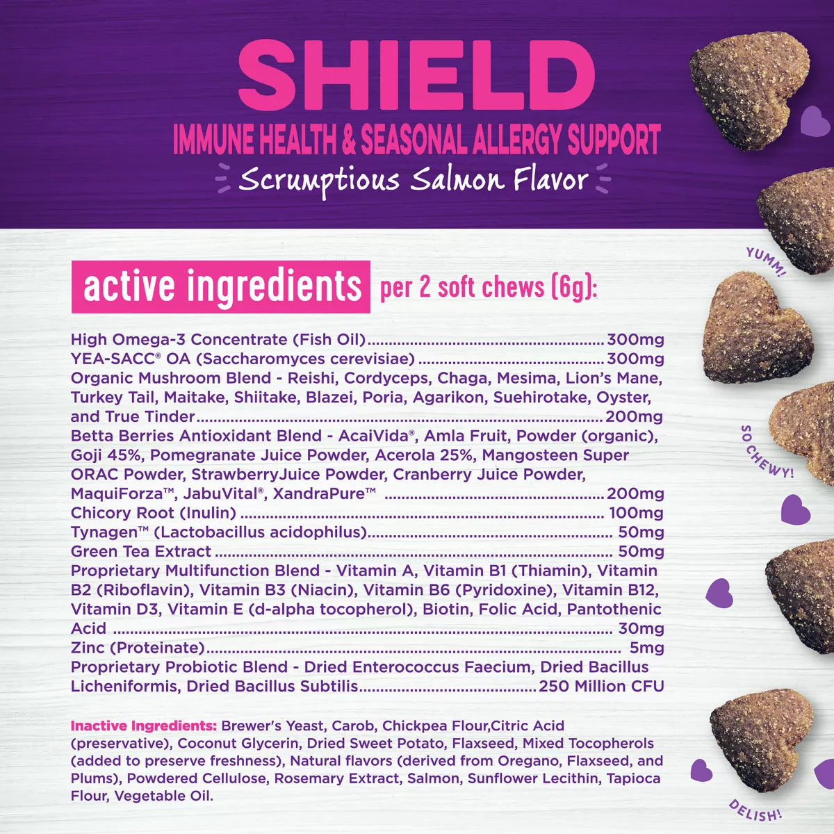 Wellness Dog Shield Immune Health & Seasonal Allergy Support Soft Chews, Salmon Flavor, 45ct