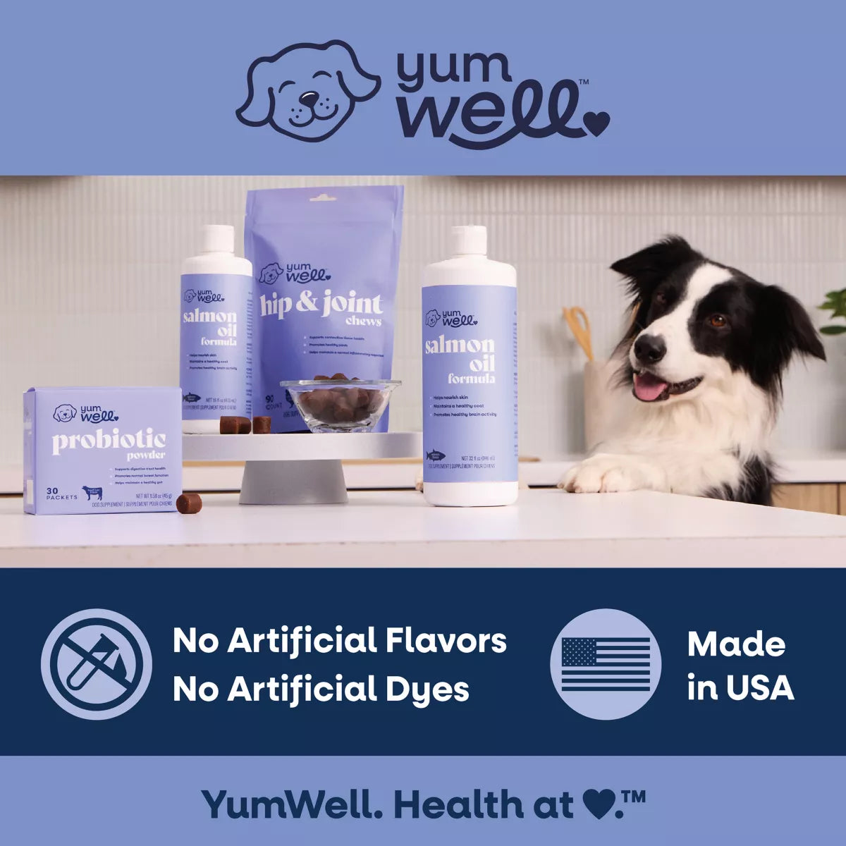 YumWell Dog Probiotic Powder, Supports Digestive Tract & Bowel Function, Beef Liver Flavor, 30ct