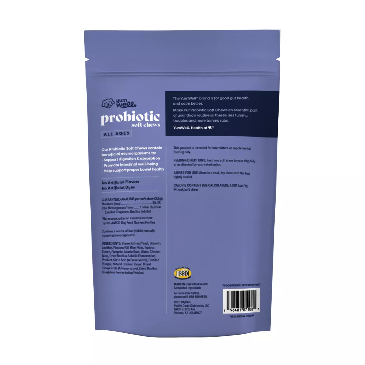 YumWell Dog Probiotic Soft Chews, Supports Digestion & Absorption, Pumpkin Flavor, 90ct