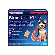NexGard Plus Chewable Tablets for Dogs - 66.1-132 lbs, Red Box