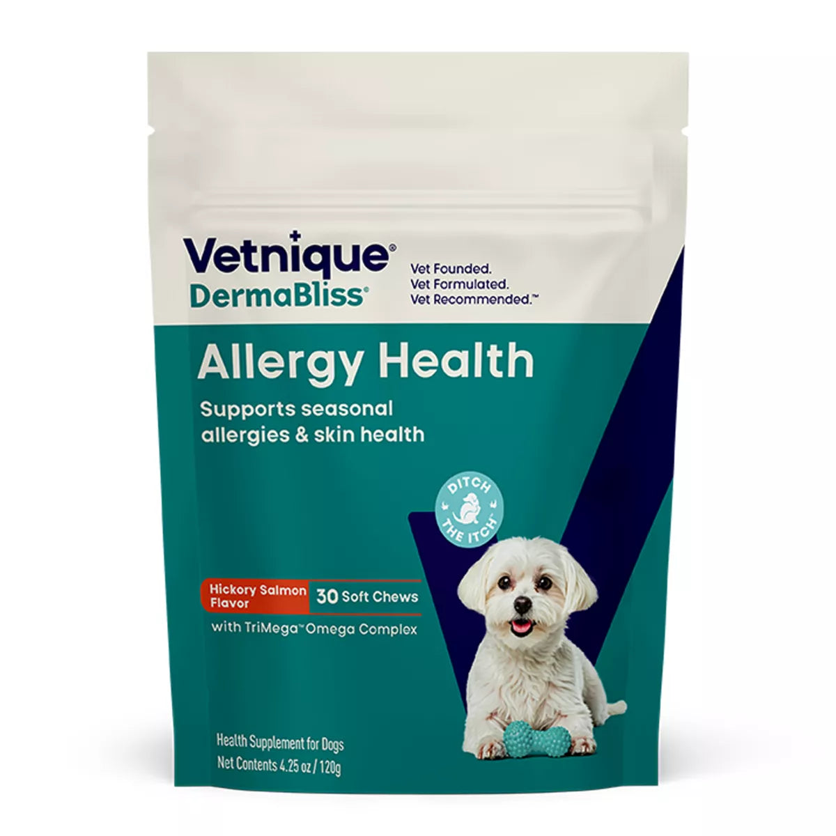 Vetnique Dermabliss Dog Seasonal Allergy & Immune Soft Chews, Skin Health, Salmon Flavor, 30 Count