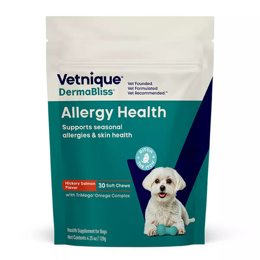 Vetnique Dermabliss Dog Seasonal Allergy & Immune Soft Chews, Skin Health, Salmon Flavor, 30 Count