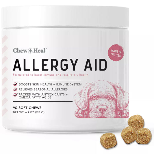 Chew + Heal Dog Allergy Itch Relief Vitamin, Immune System Supplements, Chicken Flavor, 90 Count