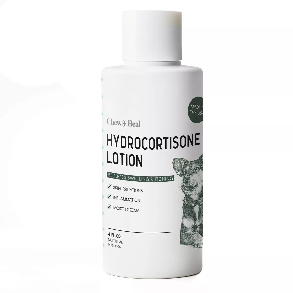 Chew + Heal Dog Hydrocortisone First Aid Essential Skin Lotion, Reduces Swelling & Itching, 4-fl oz