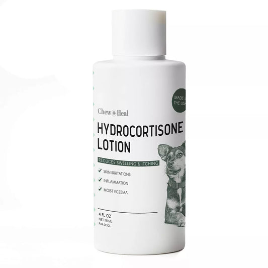 Chew + Heal Dog Hydrocortisone First Aid Essential Skin Lotion, Reduces Swelling & Itching, 4-fl oz