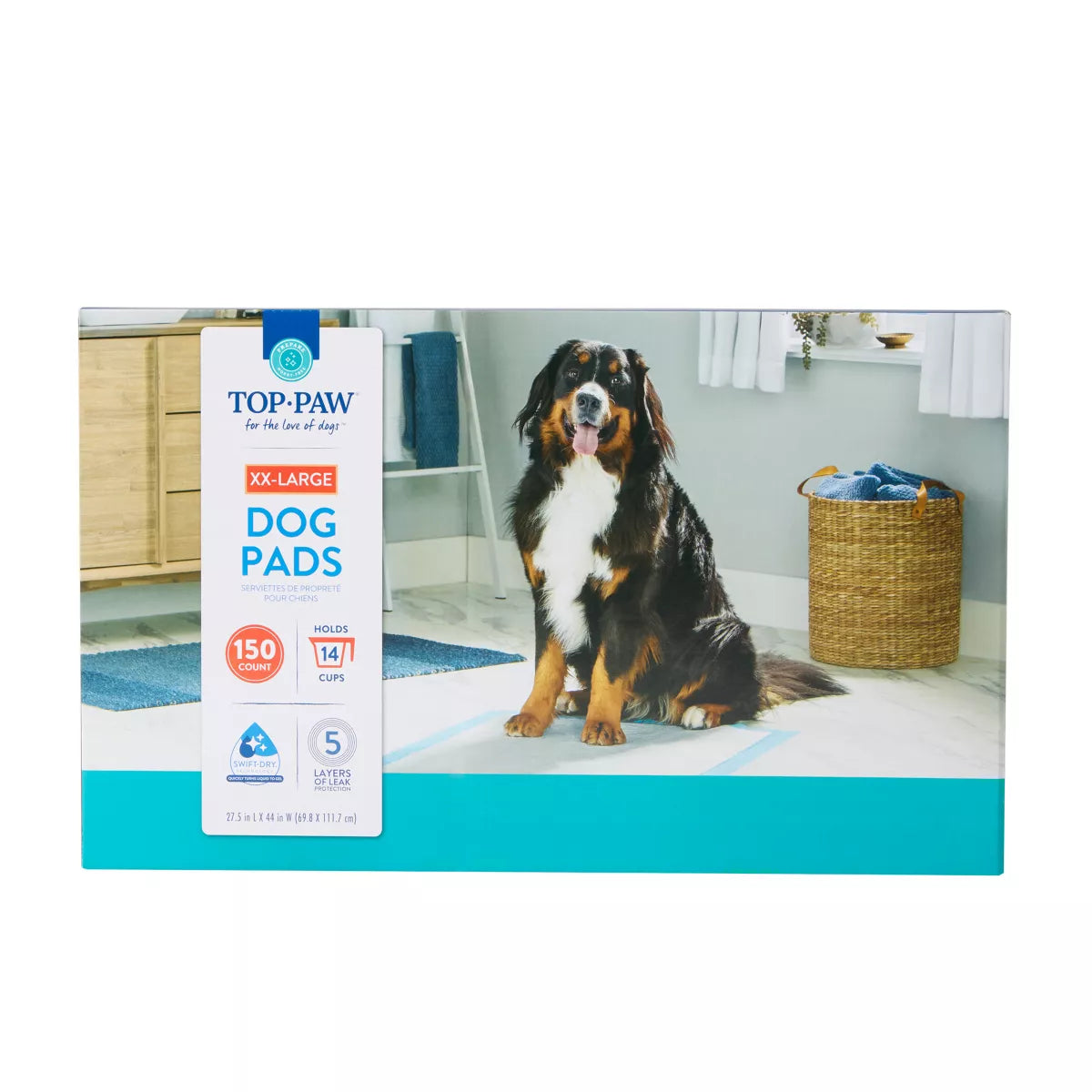 Top Paw XXL Premium Dog and Puppy Pee Pads, Potty Training, 27.5 x 44, Unscented, 150 Count