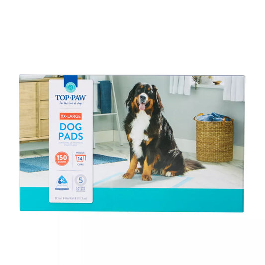 Top Paw XXL Premium Dog and Puppy Pee Pads, Potty Training, 27.5 x 44, Unscented, 150 Count