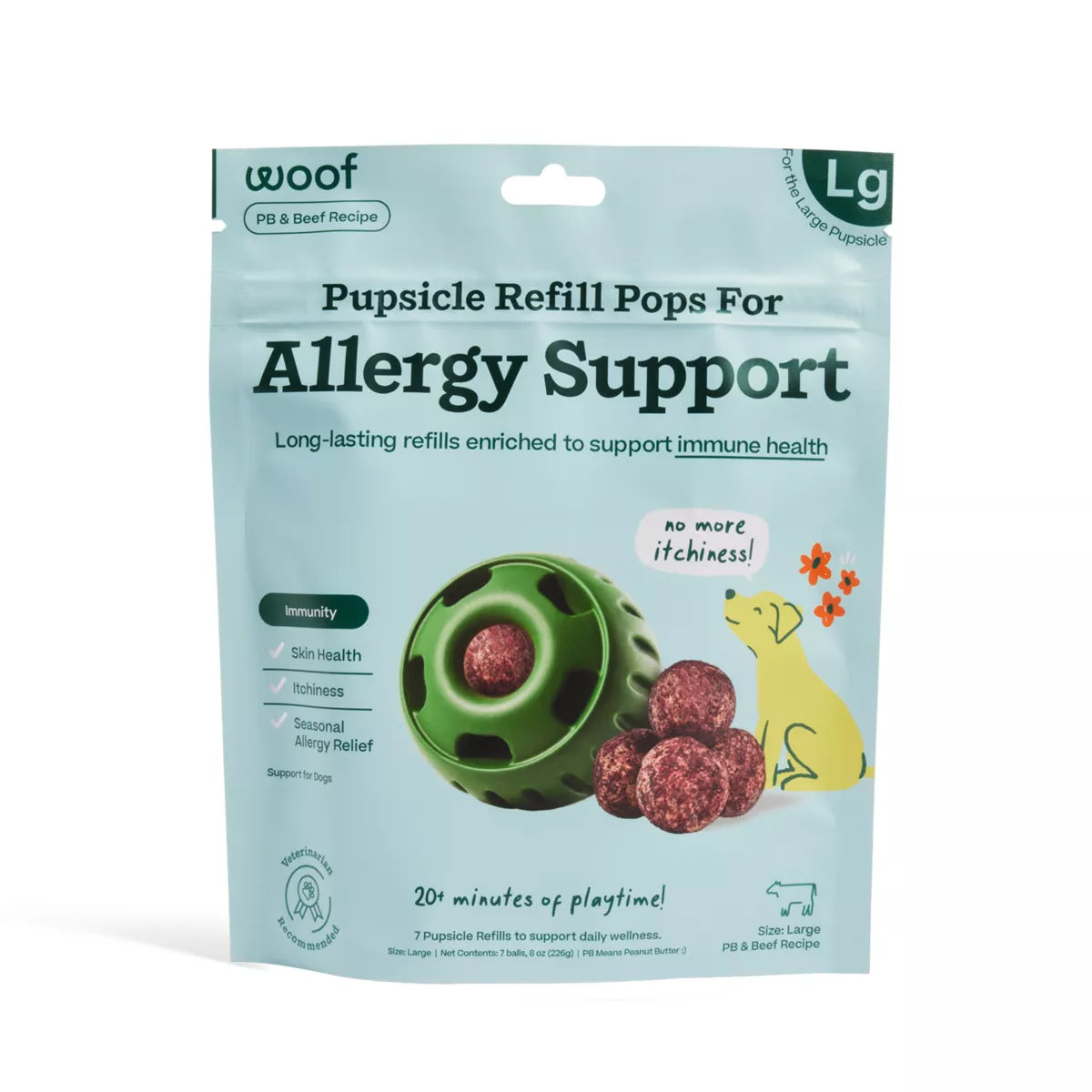 WOOF Dog Allergy & Immunity Pupsicle Pops Refill, Immune Support, PB & Beef Flavor, Multiple Sizes