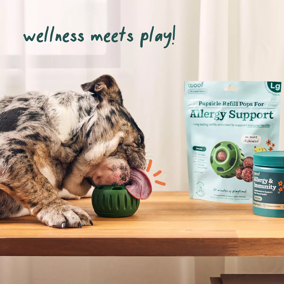 WOOF Dog Allergy & Immunity Pupsicle Pops Refill, Immune Support, PB & Beef Flavor, Multiple Sizes