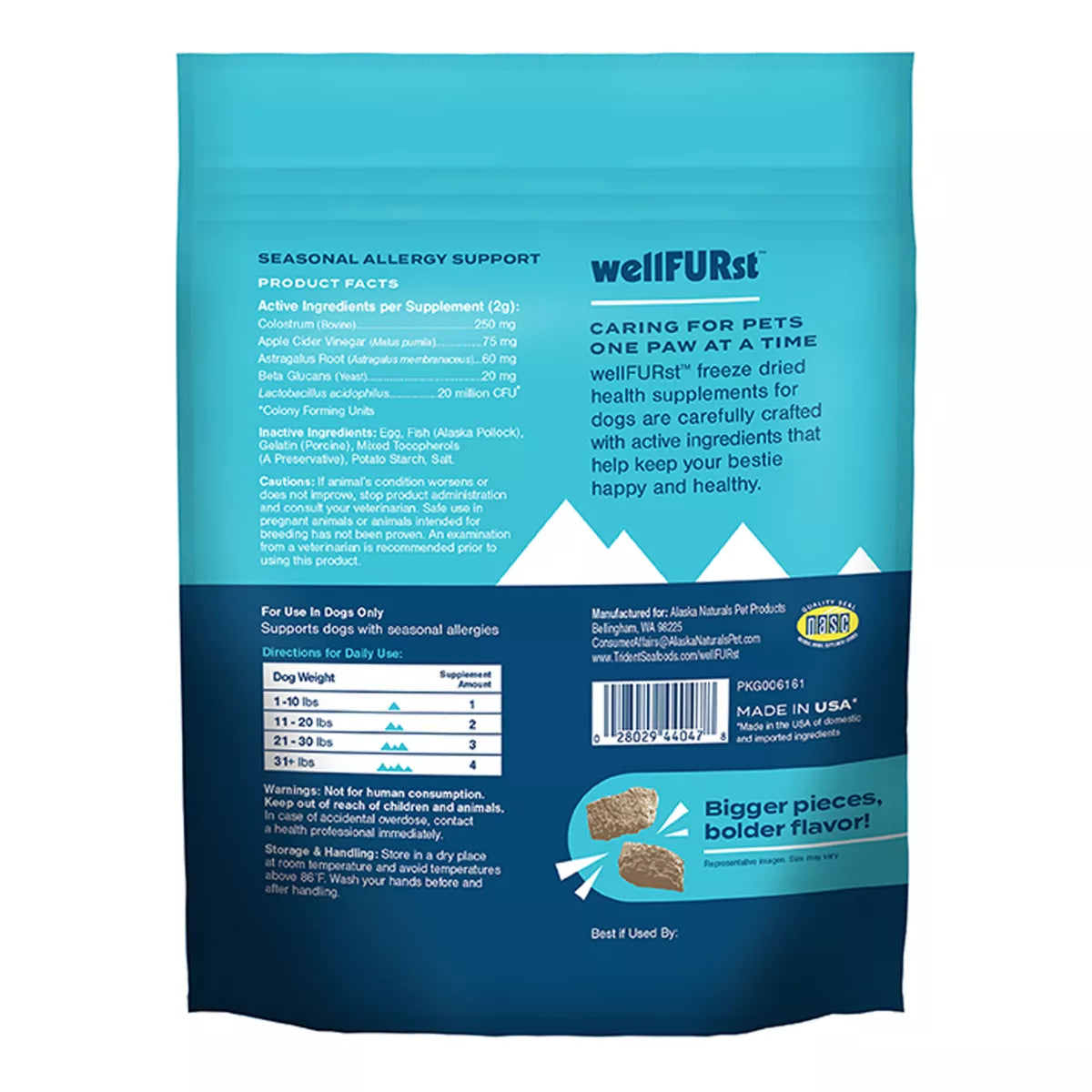 wellFURst Dog Seasonal Allergy Support, Freeze Dried Supplement Made with Wild Alaska Pollock, 30ct