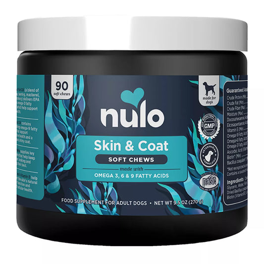 Nulo Functional Omega Skin & Coat Dog Supplement, Made with Omega-9 Fatty Acids, 90 Count