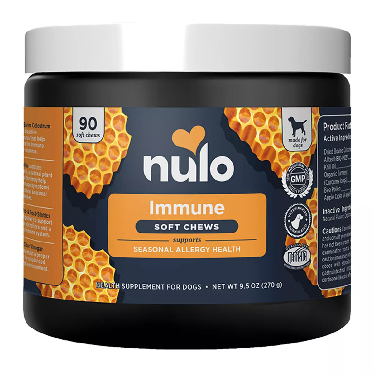 Nulo Dog Immune & Allergy Supplement, Prebiotic and Probiotics with Turmeric, 90 Count