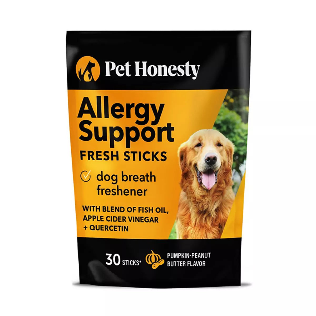 Pet Honesty Dog Allergy Support Fresh Sticks, Pumpkin Peanut Butter Flavored, 30 Count